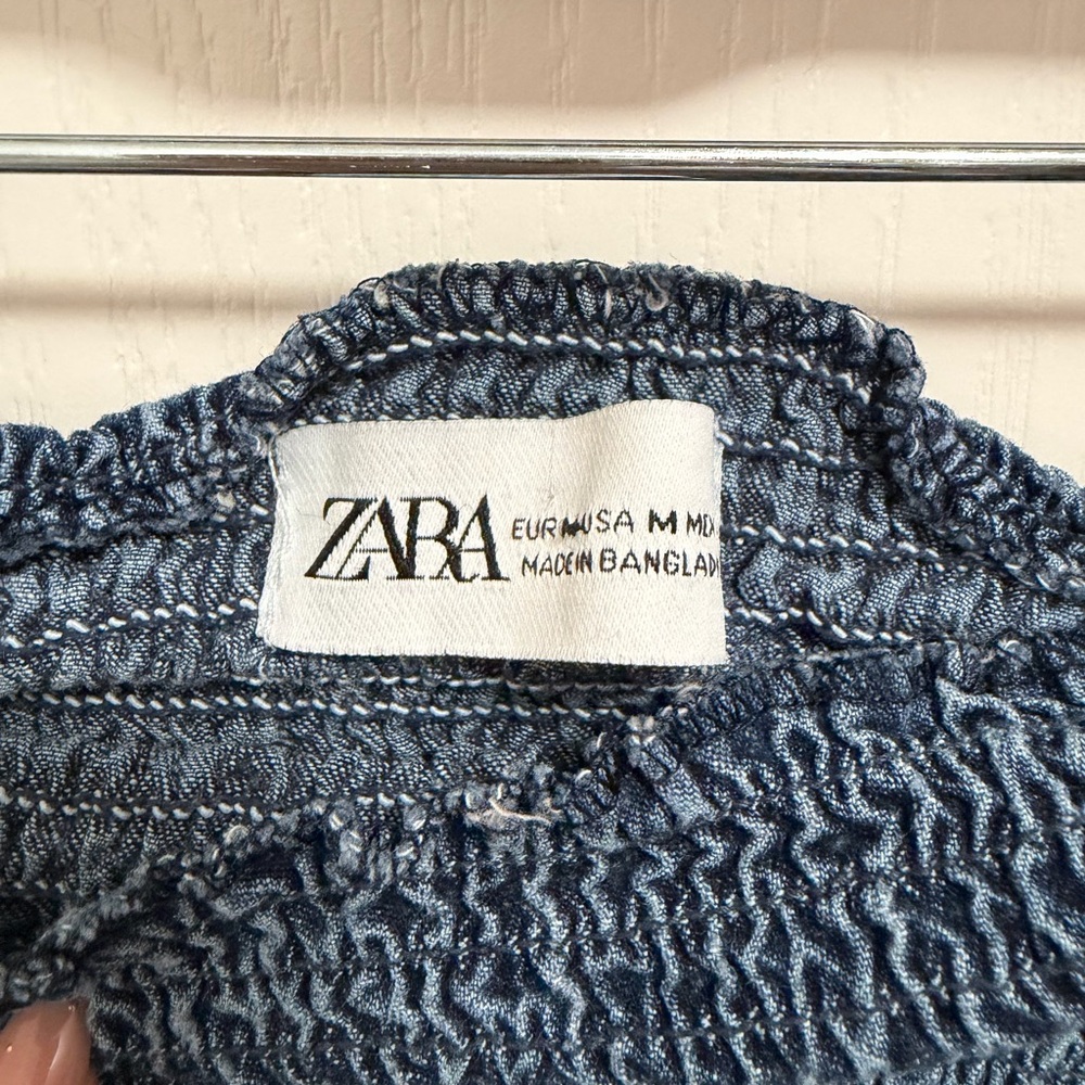 Zara Dark Blue Smocked Mini Skirt - Picture 2 of 2